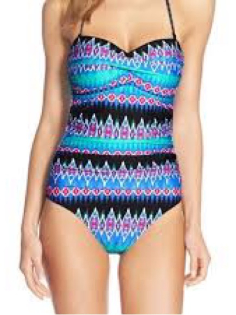 La Blanca Sandbar halter one-piece Swimsuit in Teal & Black